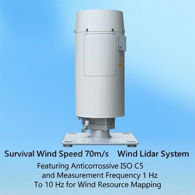 Overlevingswindsnelheid 70m/s Windlidarsysteem met een anti-corrosieve ISO C5 en meetfrequentie van 1 Hz tot 10 Hz voor het in kaart brengen van windbronnen